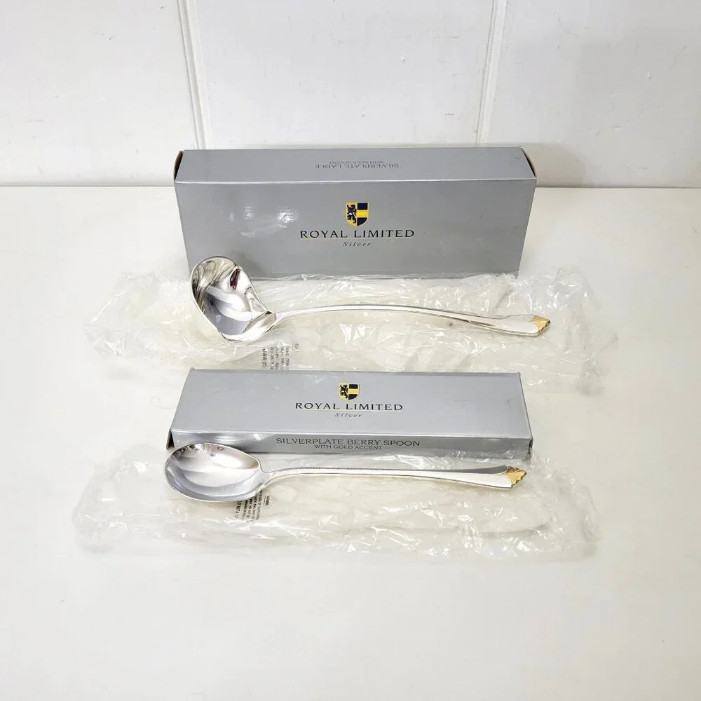 Royal Limited Silverplate Berry Spoon & Ladle Set With Original Boxes